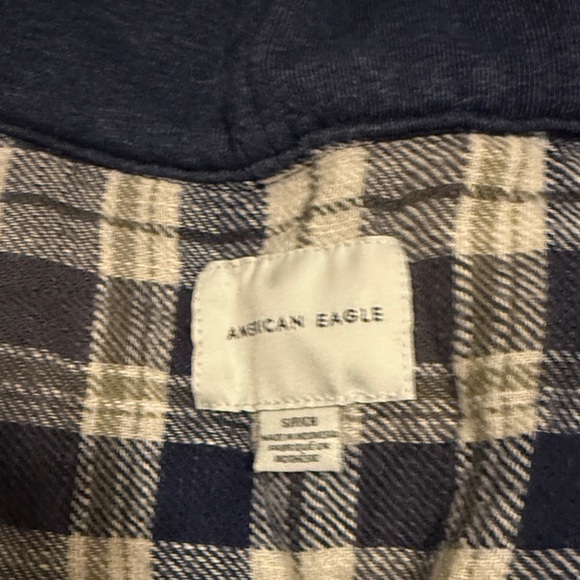 American Eagle Outfitters Navy and Cream Checkered Hoodie - Picture 2 of 3
